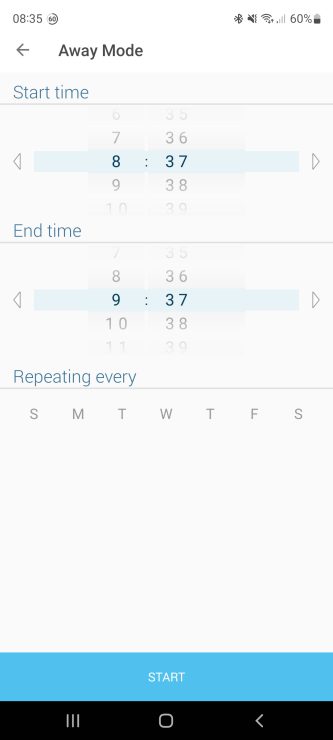 Setting Away Mode times for a Kasa device in the app