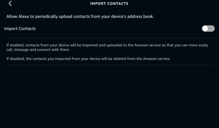 Where to Import Contacts in the Alexa app