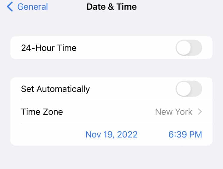 iOs Date and Time Automatic Toggle Off