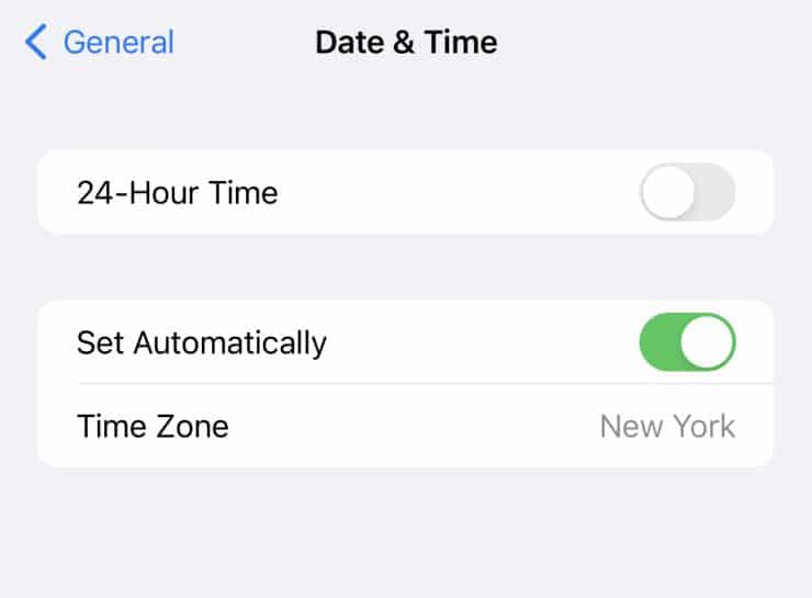 iOs Date and Time Automatic Toggle On