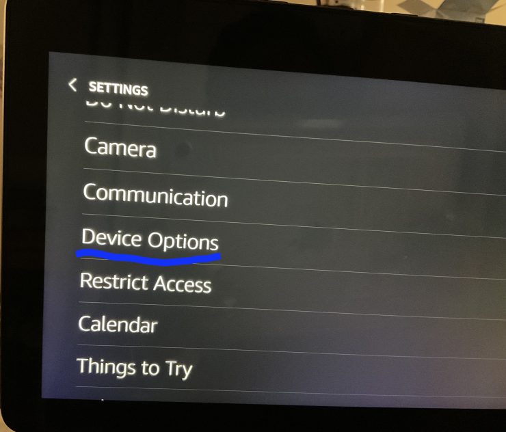 Device Options on Echo Show10
