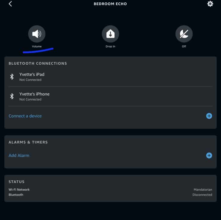 Echo Volume Button in the Alexa App