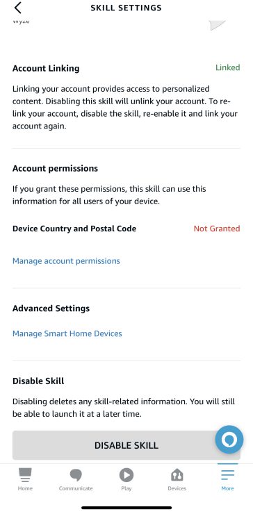 Disable Skill in Alexa app