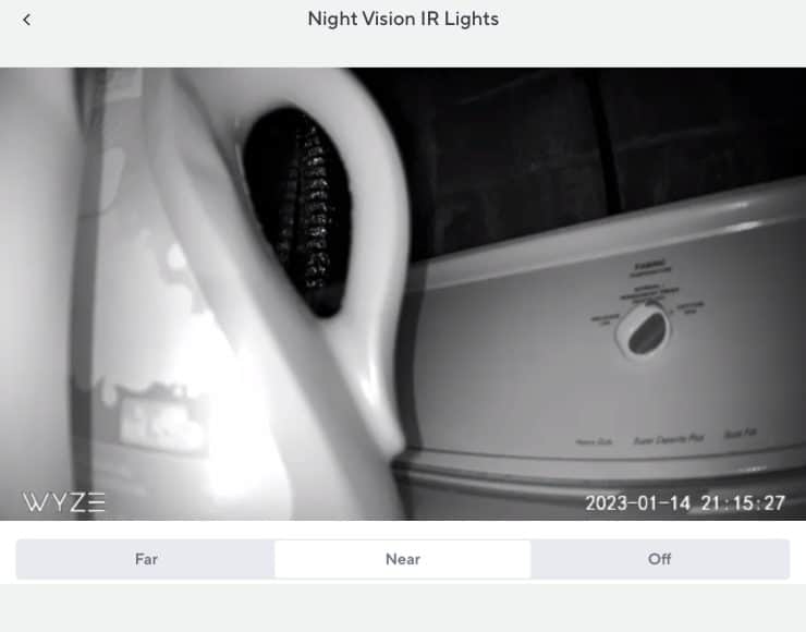 Night Vision Settings for IR Lights in the Wyze app