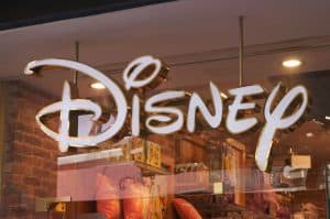 The Disney logo on a shop window