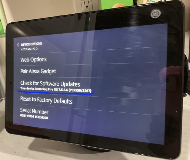 Where to find Software updates on the Echo Show