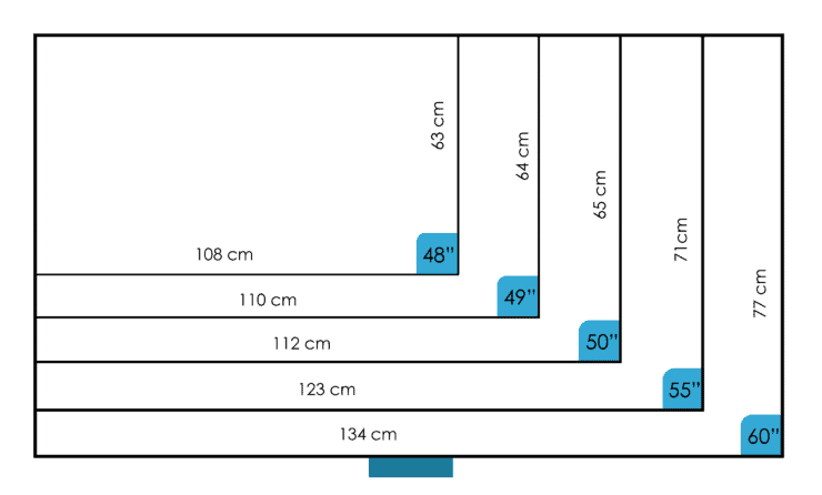 Large TV Sizes ( hight and width)