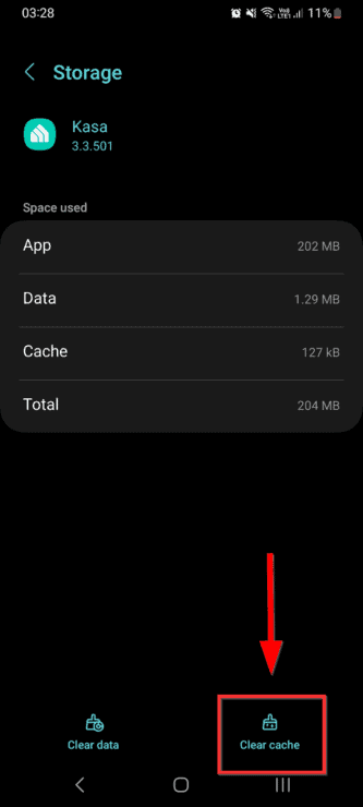 Select Clear cache to get rid of all cache