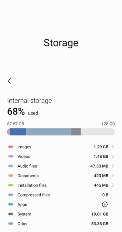 device has about 3 GB of free storage