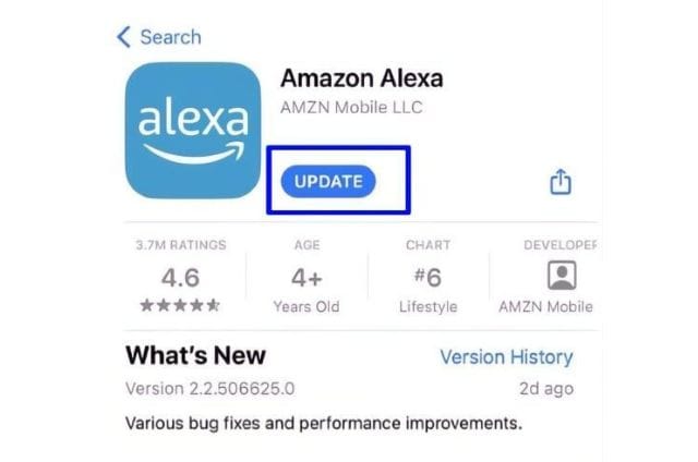 Go to Alexa and update