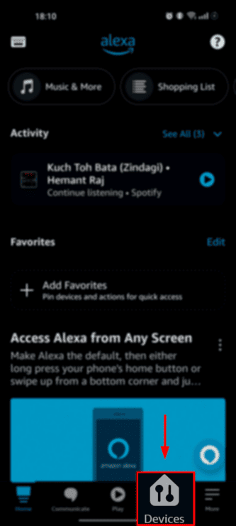 Open the Alexa app and go to devices