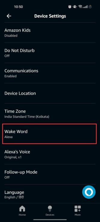 Select Wake Word