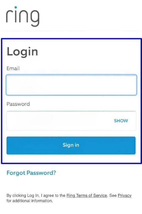 Sign In to Your Ring Account When Prompted