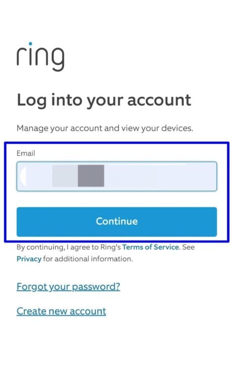 Log into your account on Ring.com