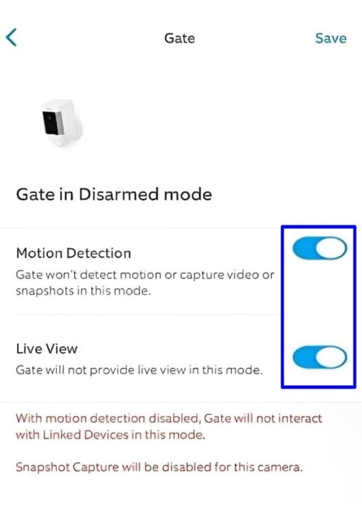 Gate in Disarmed mode